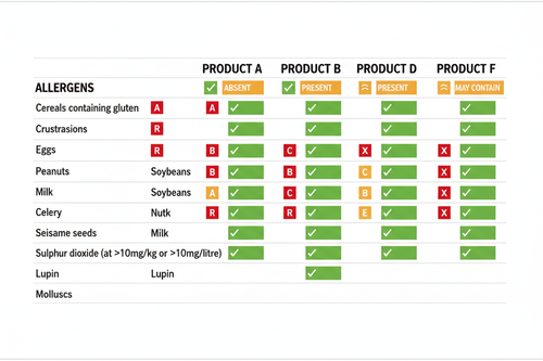 example allergen information matrix